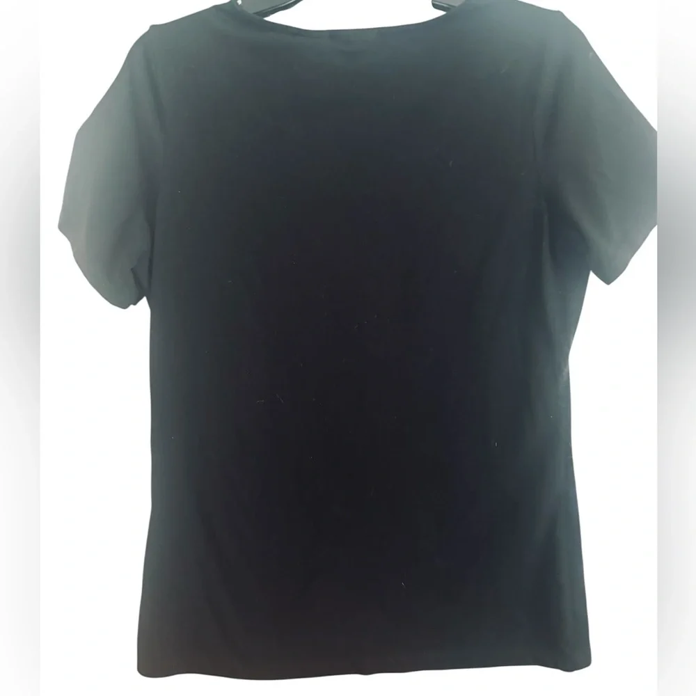 TAHARI Black Square Neck Short Sleeve Top ⭐️SALE 2/$40 - Picture 4 of 4